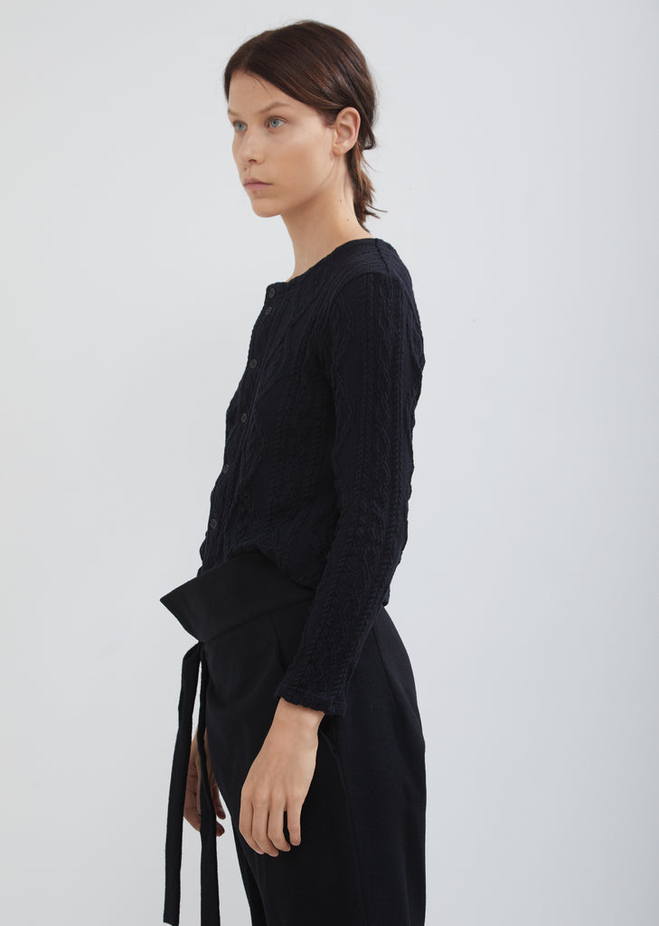Round Neck Cable Cardigan