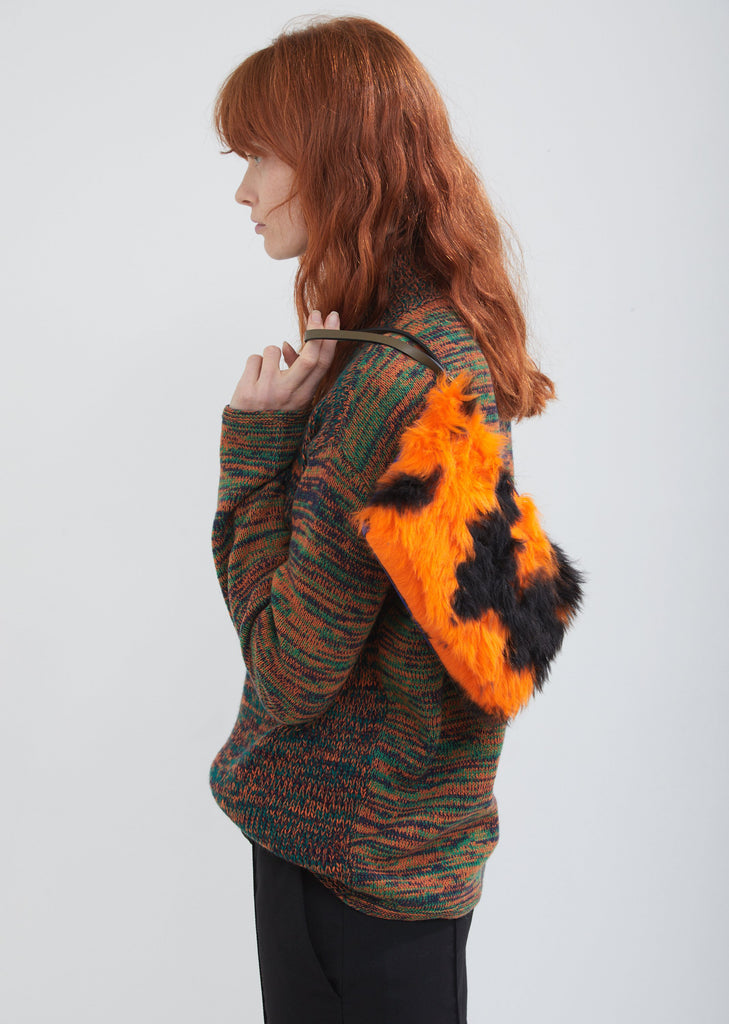 Leather and Lamb Fur Pochette