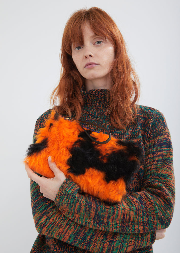Leather and Lamb Fur Pochette