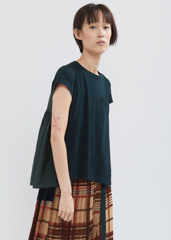 Cotton Pleated Back T-Shirt