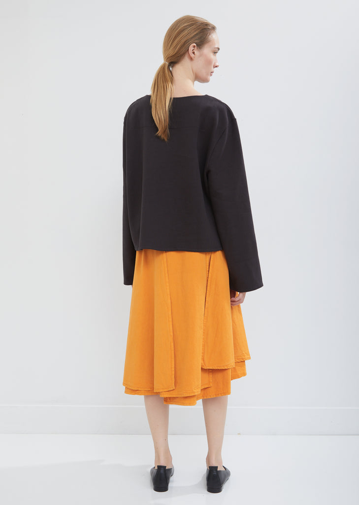 Long Umbrella Poplin Wrap Skirt