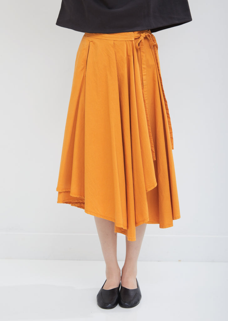 Long Umbrella Poplin Wrap Skirt