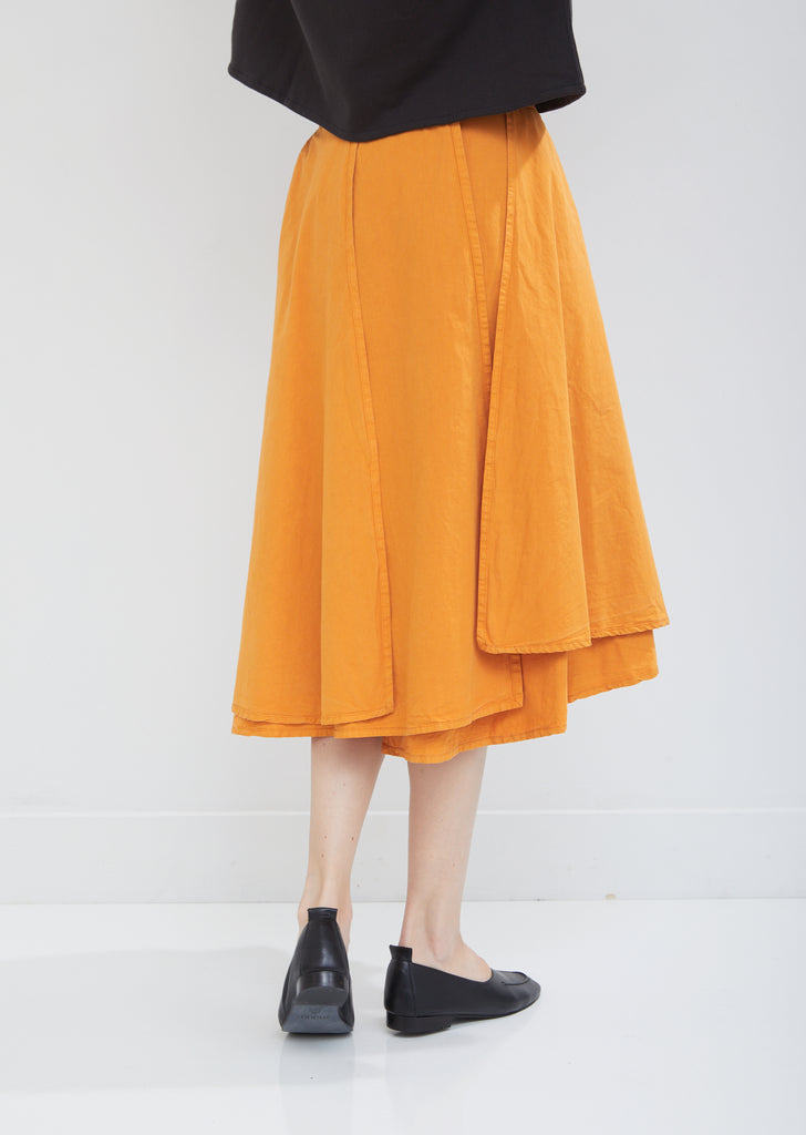 Long Umbrella Poplin Wrap Skirt