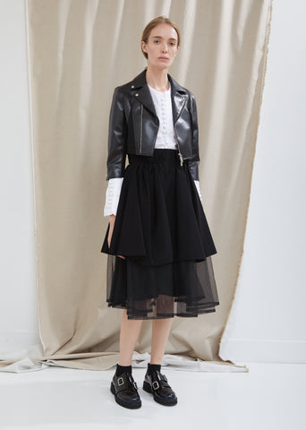 Synthetic Leather Shrunken Moto Jacket