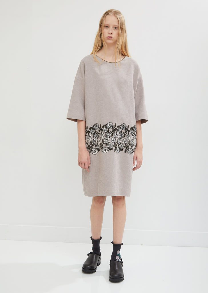 Rosy Embroidered Floral  Dress