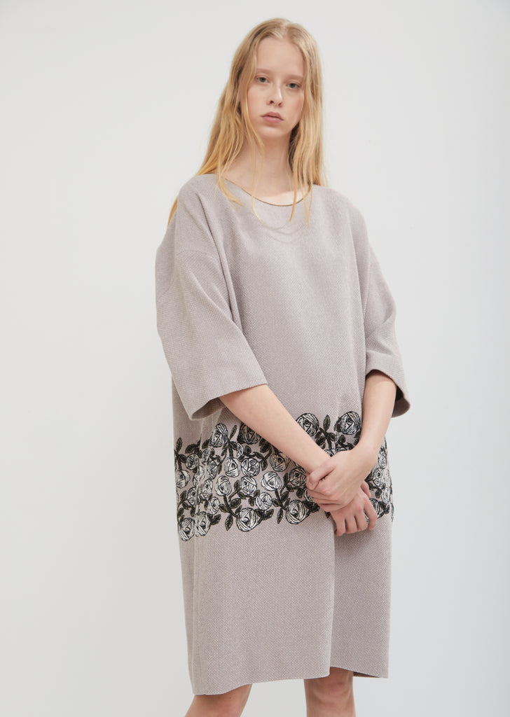 Rosy Embroidered Floral  Dress