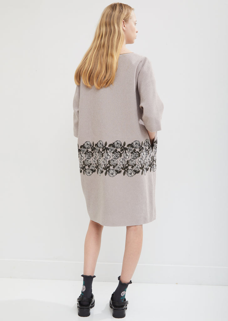 Rosy Embroidered Floral  Dress