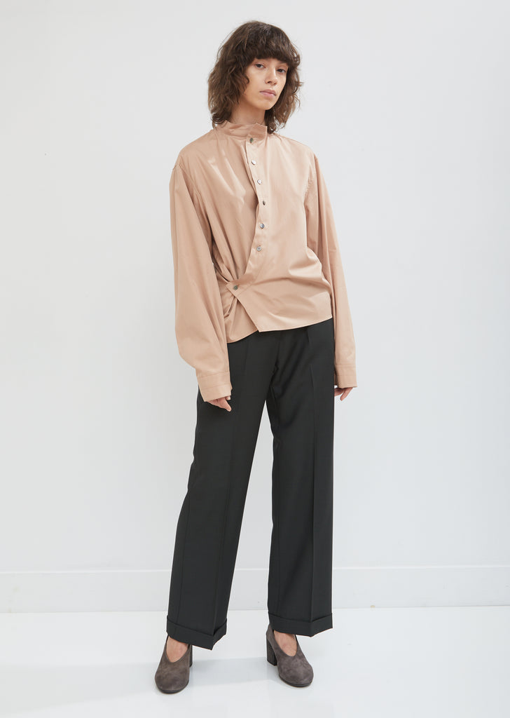 High Collar Twisted Poplin Shirt