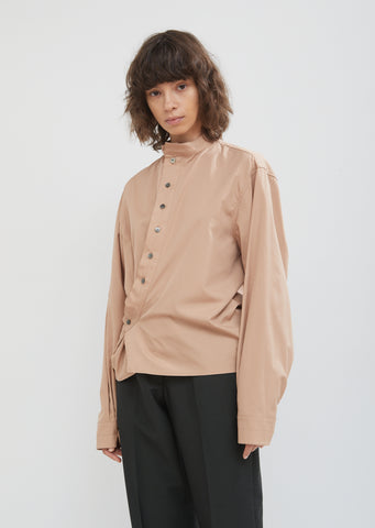 High Collar Twisted Poplin Shirt