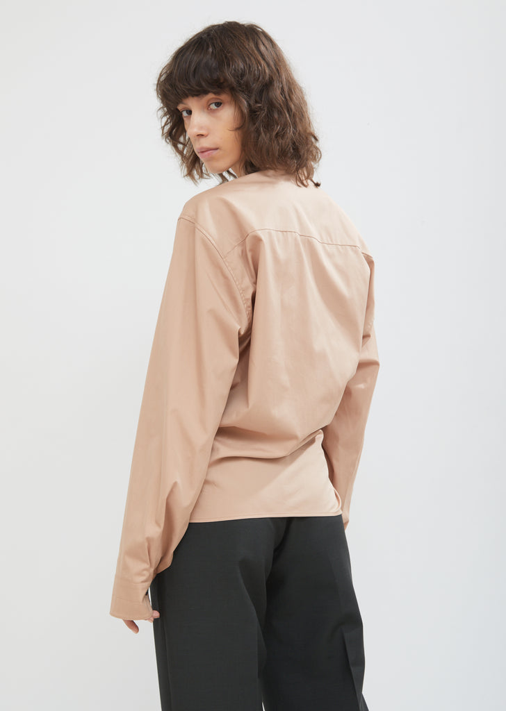 High Collar Twisted Poplin Shirt