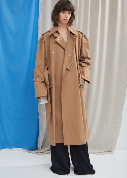 トレンチコート Acne Studios SS25 VINTAGE TRENCH ECO LEATHER (A90646 900) ACNE STUDIOS Double-breasted shell trench coat | THE OUTNET