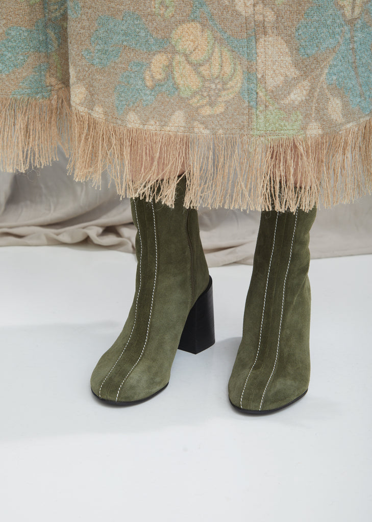 Saul Suede Stacked Heel Boots