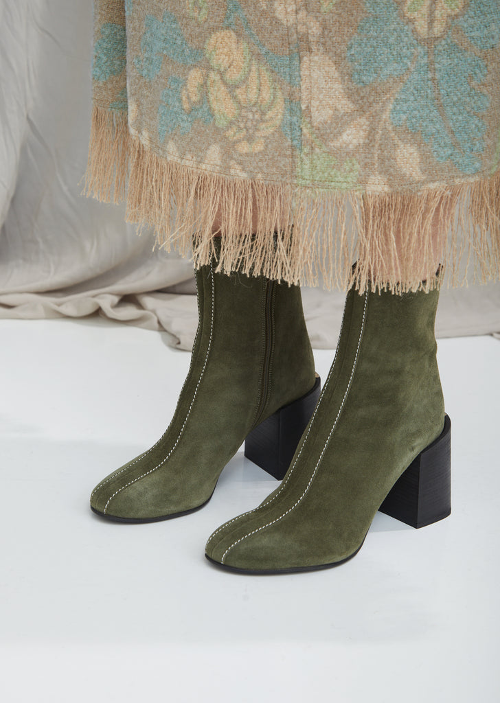 Saul Suede Stacked Heel Boots