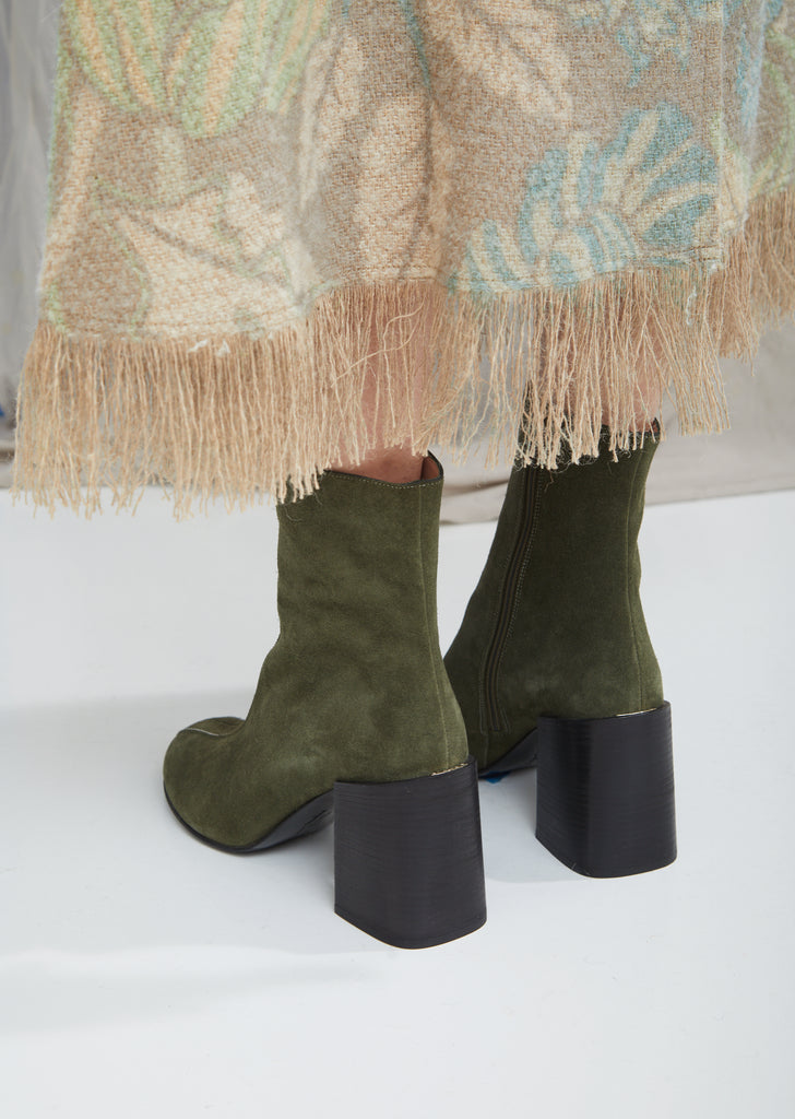 Saul Suede Stacked Heel Boots