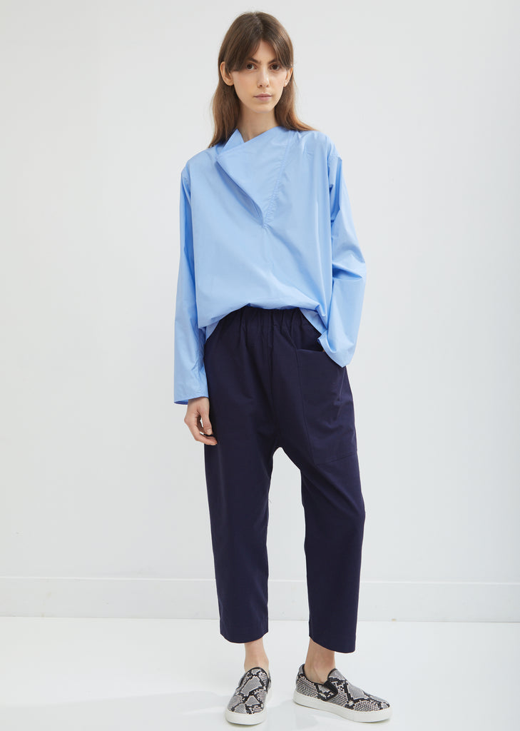 Punch Drawstring Cropped Cotton Pants
