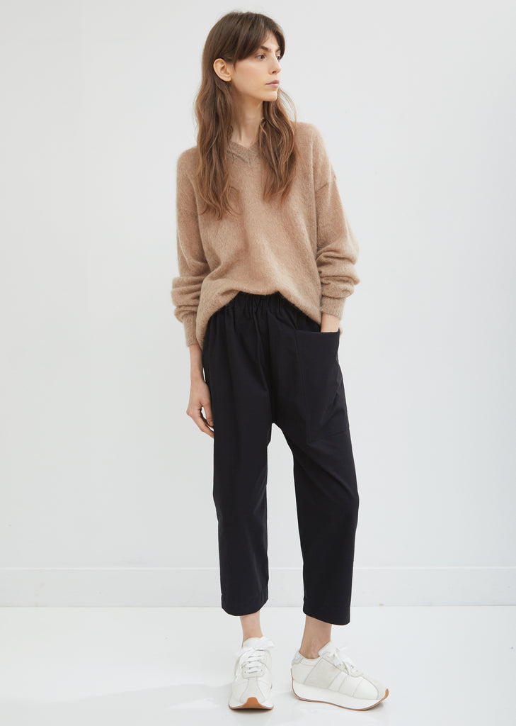 Punch Drawstring Cropped Cotton Pants