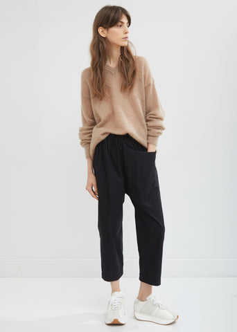 Punch Drawstring Cropped Cotton Pants