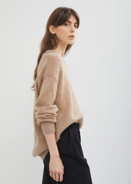 Oversized V-Neck Brushed Mohair Sweater by Joseph- La Garçonne