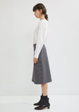 Stretch Denim Houndstooth Pleated Skirt