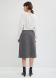 Stretch Denim Houndstooth Pleated Skirt