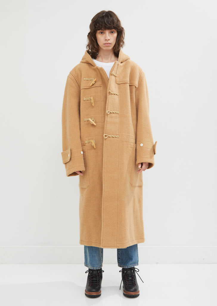 Long Camel Wool Toggle Coat