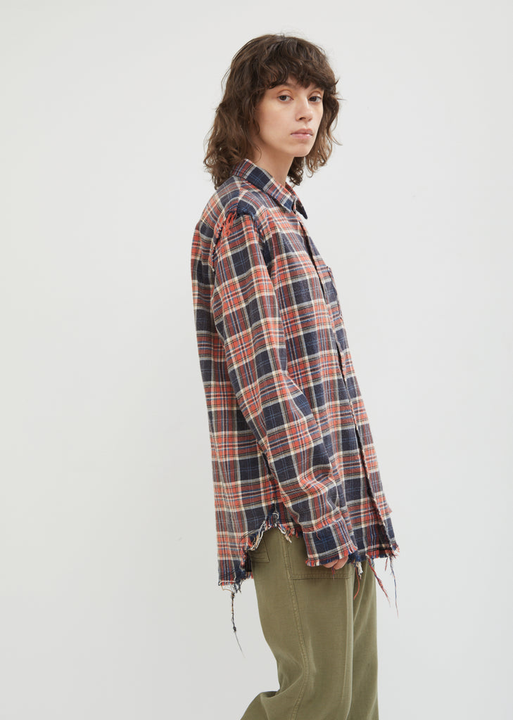 Shredded Seam Flannel Shirt