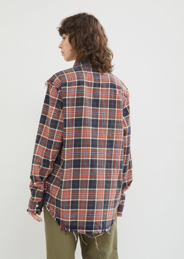 Shredded Seam Flannel Shirt