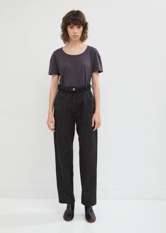 Relaxed Paper Bag Waist Cotton Trousers