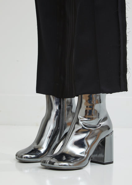 ミドルブーツ MAISON MARGIELA Women Boots S66WU0090 P5001 H0535 Silver MAISON MARGIELA Tabi split-toe crinkled metallic patent