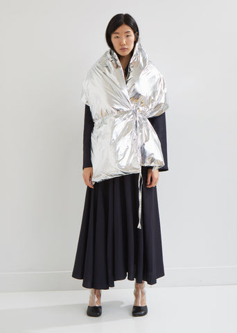 Silver Wrap Puffer Vest
