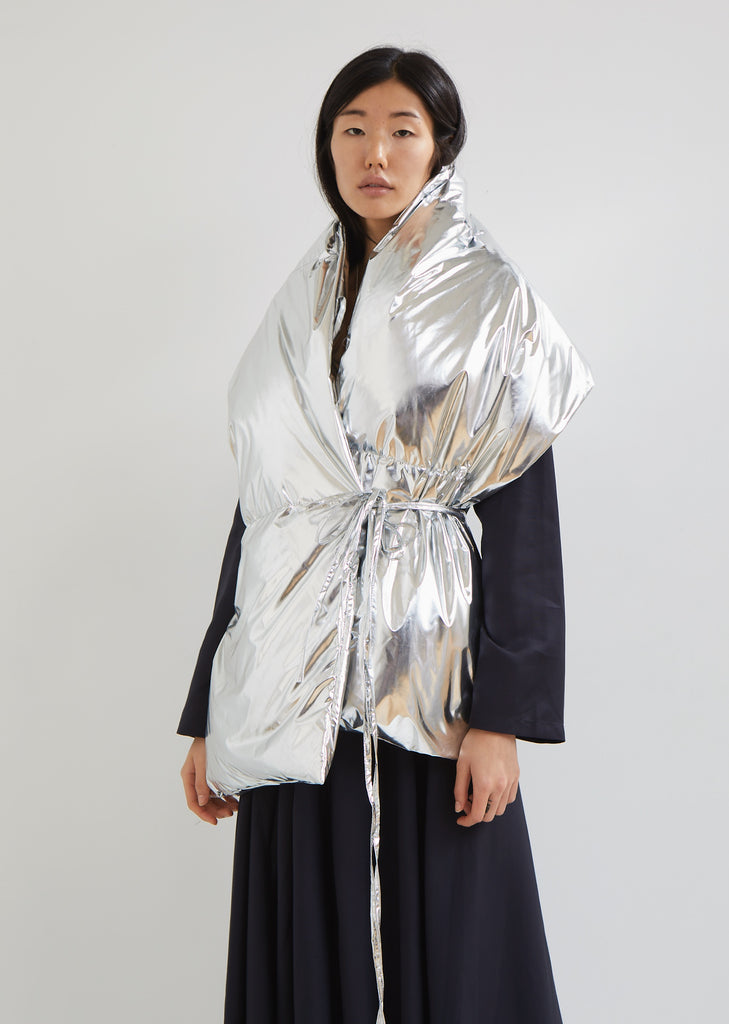 Silver Wrap Puffer Vest