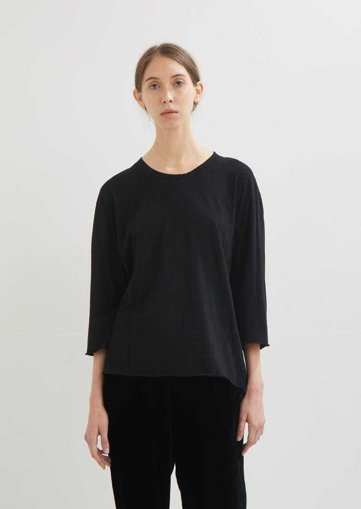 Three-Quarter Sleeve Boxy Cotton Tee
