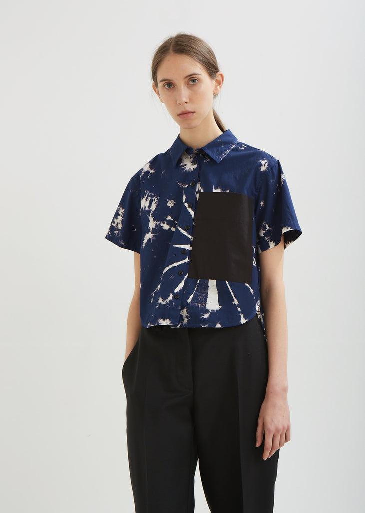 Tie Dye Poplin Button Down Top