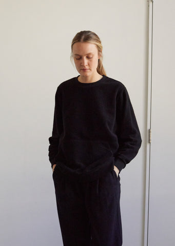 Cotton Fleece Crew-Neck Warm-Up Ls Pullover