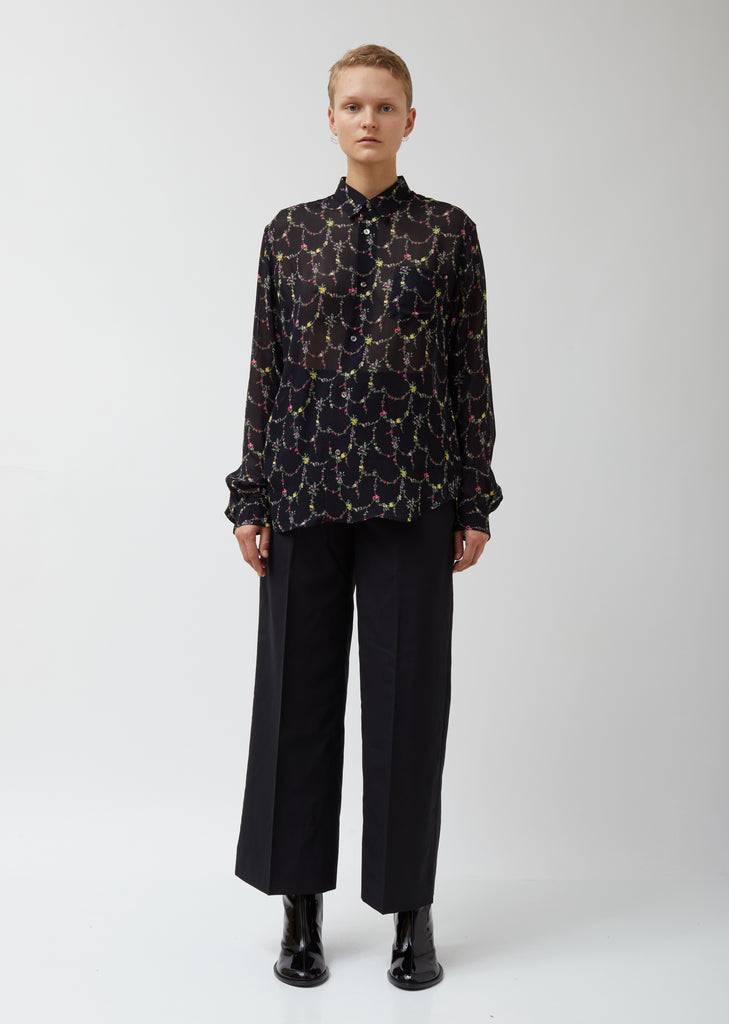 Viscose Georgette Small Flower Pattern Shirt