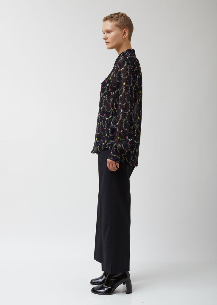 Viscose Georgette Small Flower Pattern Shirt
