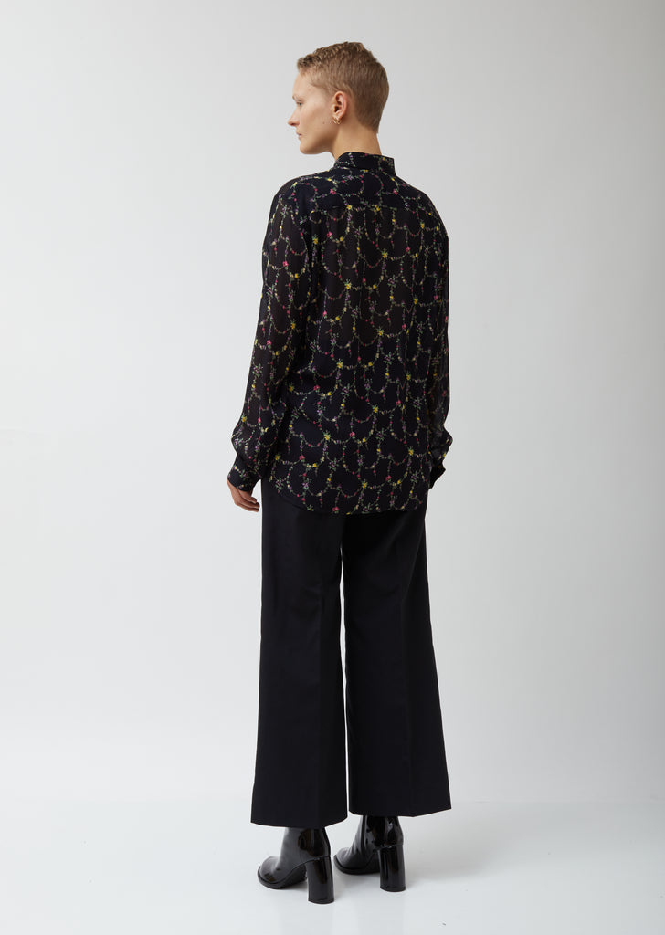 Viscose Georgette Small Flower Pattern Shirt