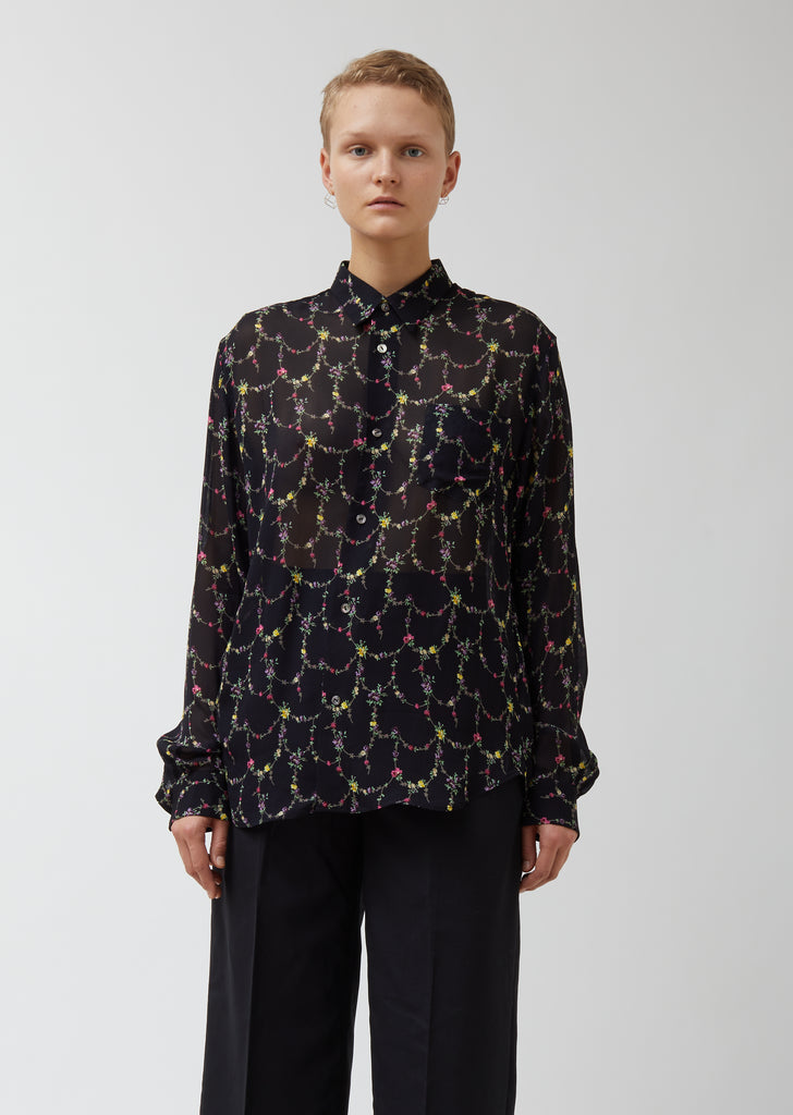 Viscose Georgette Small Flower Pattern Shirt