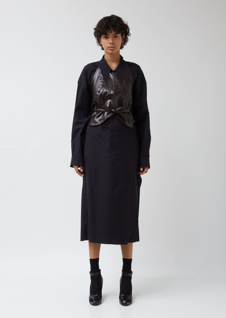 Coated Linen Canvas Plastron Top