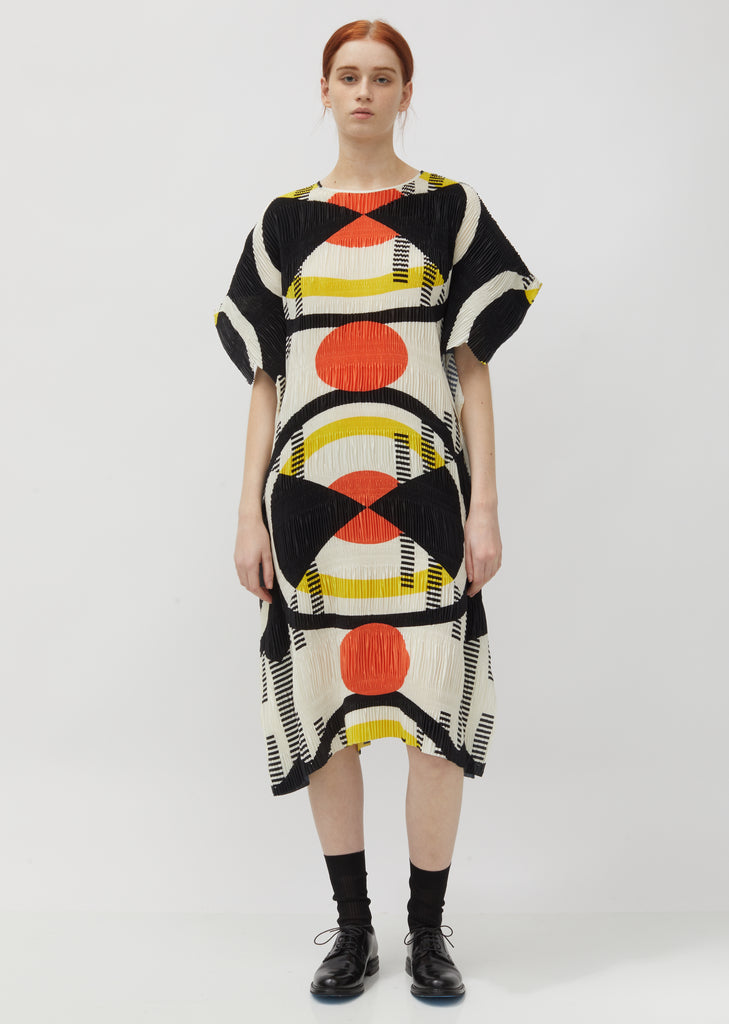 No.3 Printed Pleated Crepe Dress