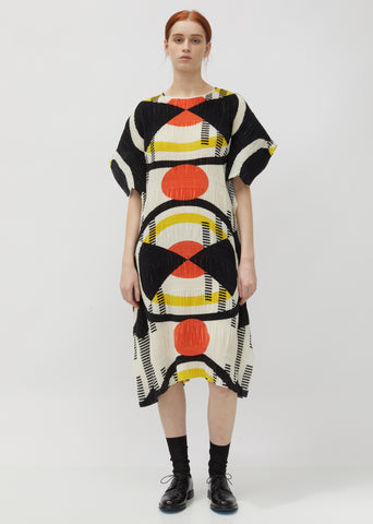 No.3 Printed Pleated Crepe Dress