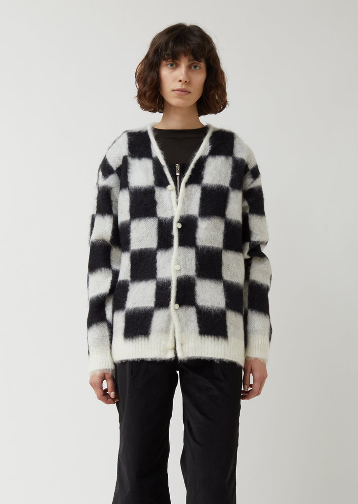 Checkered Mohair Cardigan