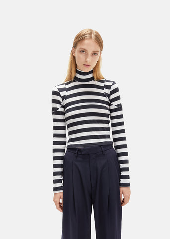 Striped Jersey Turtleneck
