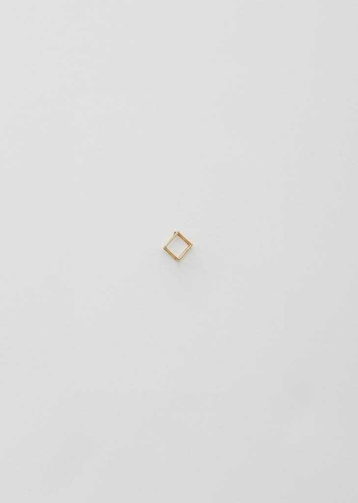 3D Square Earring 01 with Diamond — 10mm