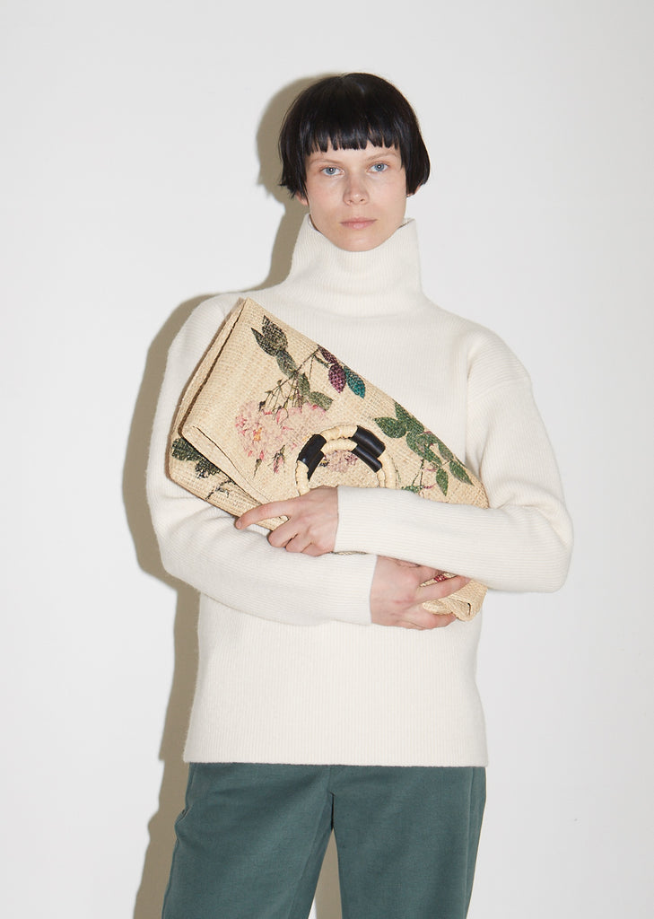 Rosae Handwoven Raffia Printed Tote