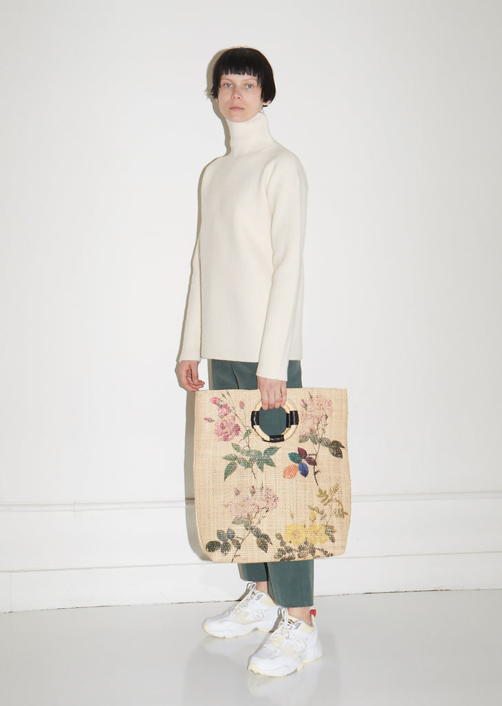 Rosae Handwoven Raffia Printed Tote