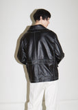 Leather Blazer with White Contrast Stitching