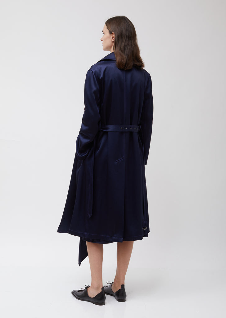 Sigourney Twill Satin DBL Breasted Trench Coat