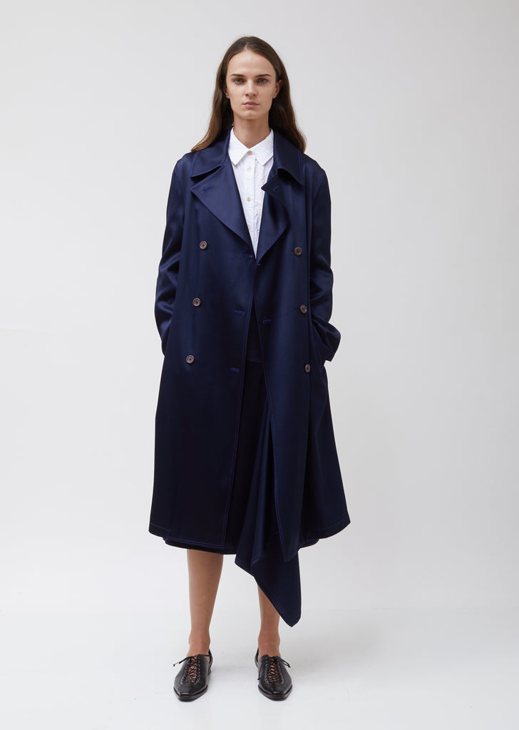Sigourney Twill Satin DBL Breasted Trench Coat