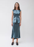 Vienna Fluid Satin Ruched Center Shirt